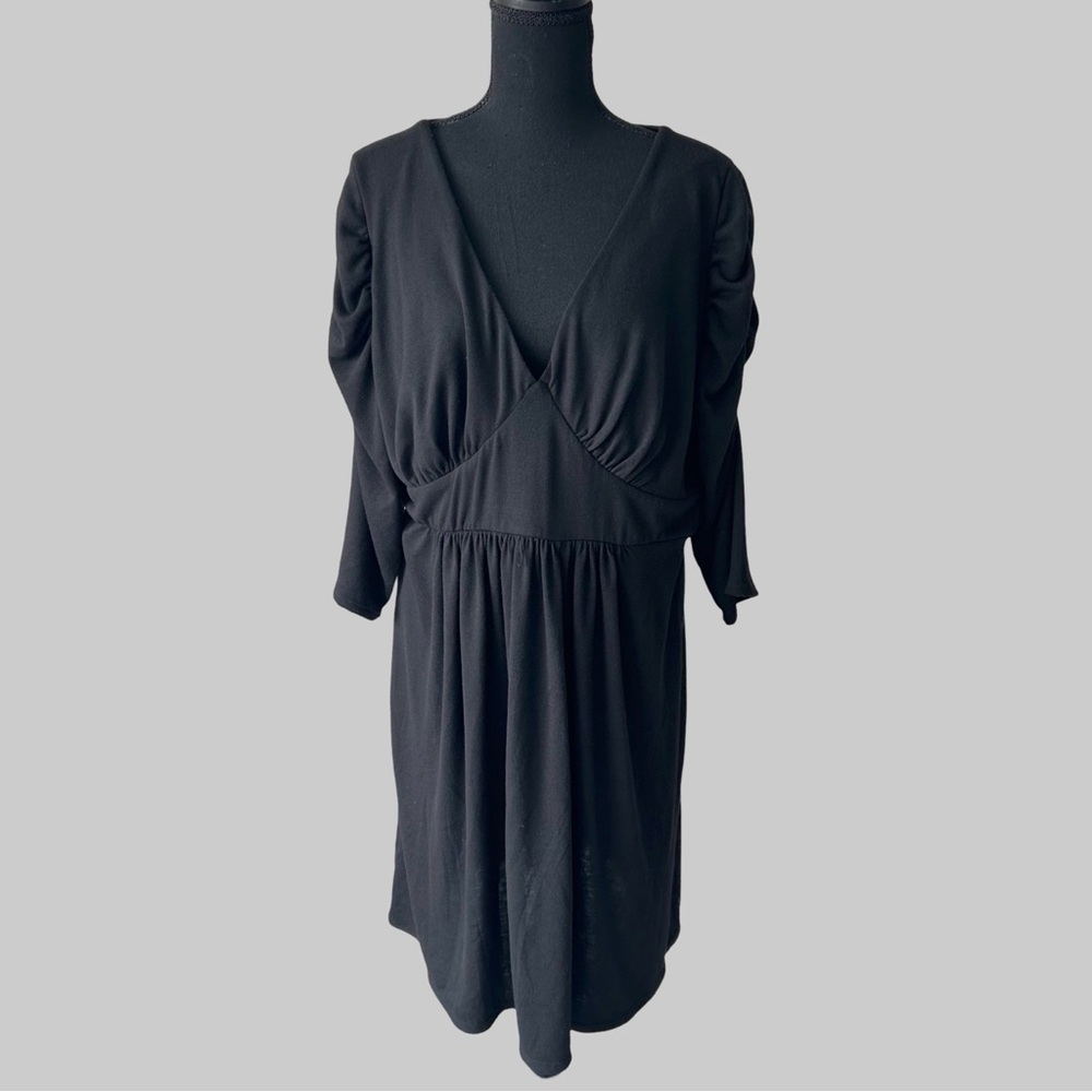 Torrid Mini Textured Knit Puff Sleeve V Neck Dress Made in USA